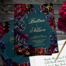 Teal Bordeaux Sapphire Jewel Tone Wedding Gold