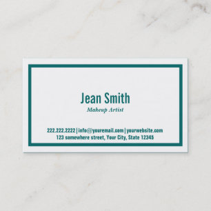 Teal Border Makeup Artist Business Card