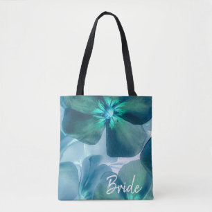 Teal Botanical Bride Tote Bag