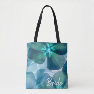 Teal Botanical Bride Tote Bag