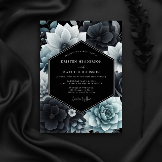 Teal Botanical Opulence Wedding Invitation (Creator Uploaded)