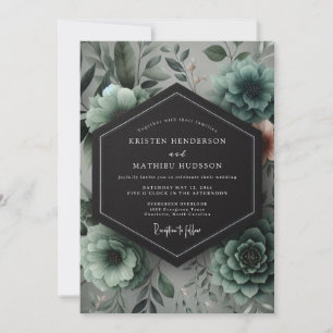 Teal Botanical Romance Wedding Invitation