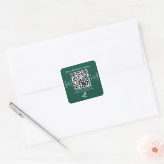 Teal Botanical Social Media QR Code Business   Square Sticker