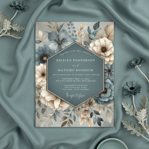 Teal Botanical Whimsy Wedding Invitation