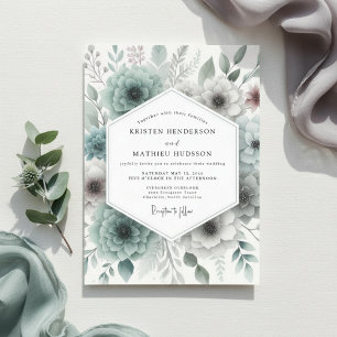 Teal Botanical Woodland Wedding Invitation