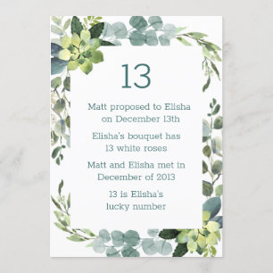 Teal Bouquet Conversation Starter - Table Number