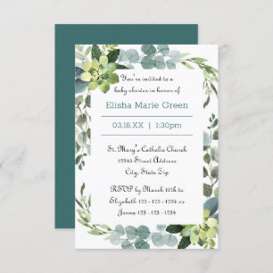 Teal Bouquet Frame - 3x5 Baby Shower Invitation