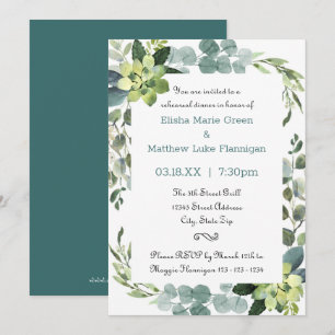 Teal Bouquet Frame - Rehearsal Dinner Invite