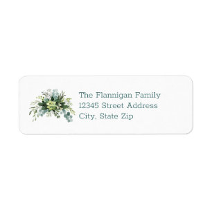 Teal Bouquet Left Swag - Return Address Label