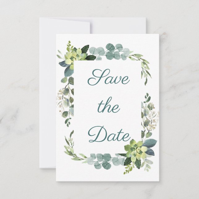 Teal Bouquet Reception - 3x5 Save the Date RSVP Card (Front)