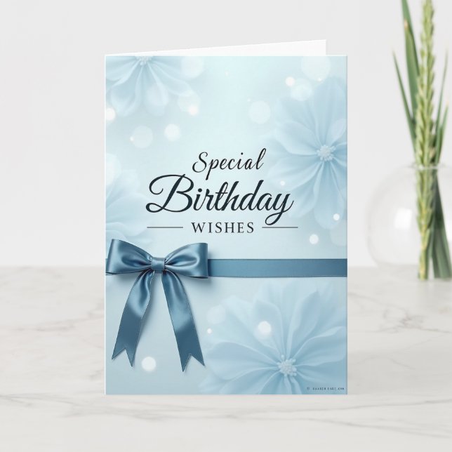 Teal Bow Birthday Card (Front)