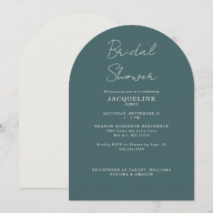 Teal Bridal Shower Arched Invitation