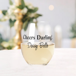 Teal Bride & Co. Bridal Shower Stemless Wine Glass