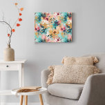 Teal Brown Abstract Painting Floral Pattern Canvas Print<br><div class="desc">Enhance your home decor with this modern elegant stretched canvas print featuring a beautiful abstract floral pattern. Perfect for living rooms, bedrooms, or offices, the pink and brown flowers on a teal background add a touch of sophistication to any space. Add a pop of colour and style to your decor...</div>