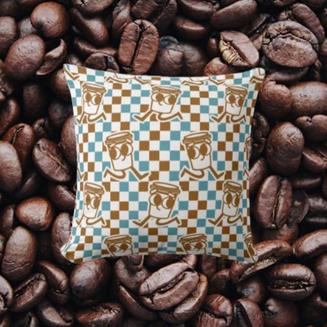 Teal & Brown Coffee Check Cushion (Creator Uploaded)