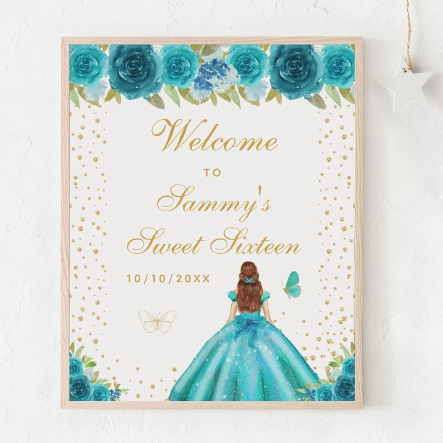 Teal Brown Hair Girl Sweet Sixteen Welcome Poster (Creator Uploaded)