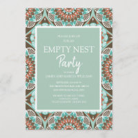 Teal Brown Mandela Pattern Empty Nest Party