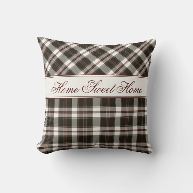 Teal, Brown, Red & Cream Plaid Cushion (Front)
