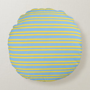 Teal Brown Stripes Seamless Pattern Round Cushion