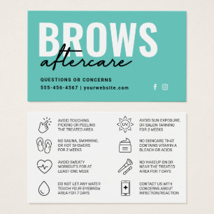 Teal Brows Aftercare PMU Brow Instructions Card