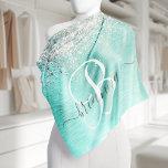 Teal Brushed Metal Silver Glitter Monogram Name Bandana<br><div class="desc">Easily personalise this trendy chic bandanna design featuring pretty silver sparkling glitter on a teal brushed metallic background.</div>