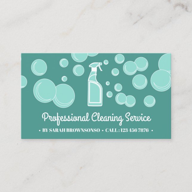 Teal Bubbles Cleaning Service Business Card (Front)
