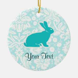 Teal Bunny Ceramic Tree Decoration