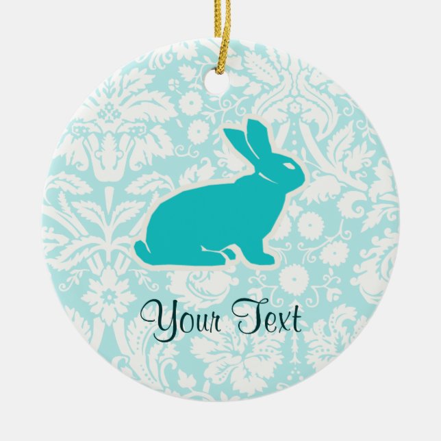 Teal Bunny Ceramic Tree Decoration (Front)
