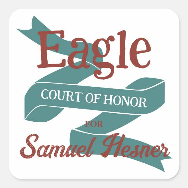 Teal, Burgundy Eagle Scout Court of Honor Square Sticker (Front)