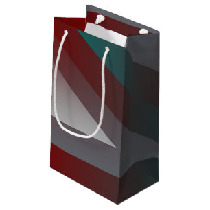 teal burgundy gray triangle small gift bag