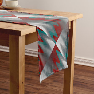 teal burgundy gray waves long table runner