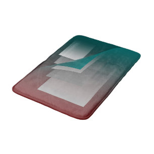 Teal burgundy grey pages bath mat