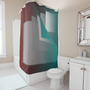 Teal burgundy grey pages shower curtain