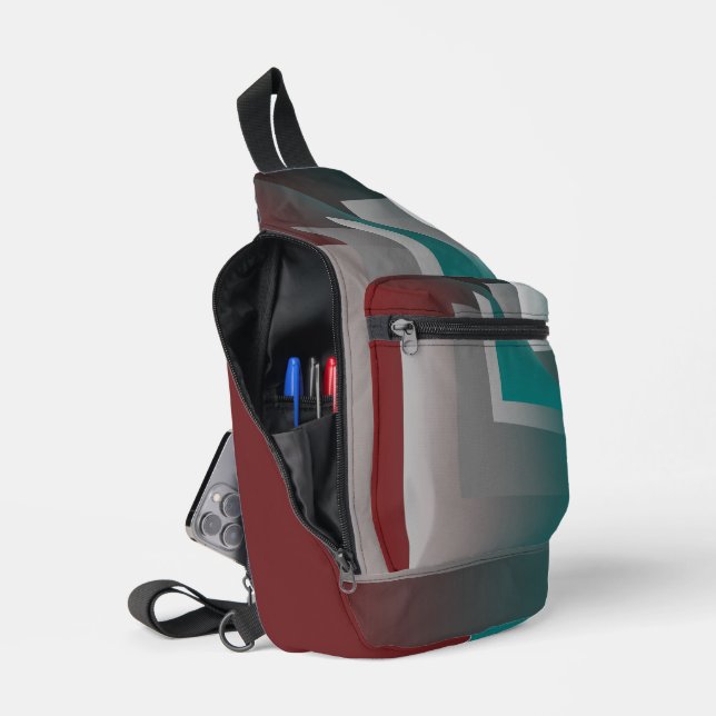 Teal burgundy grey pages sling bag (Open)
