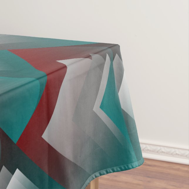 Teal burgundy grey pages tablecloth (In Situ)