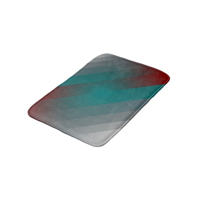 teal burgundy grey stripes bath mat (Angled)