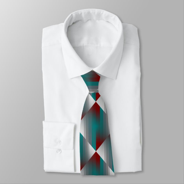 teal burgundy grey stripes tie (Tied)