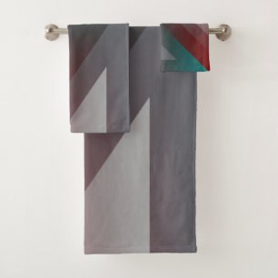 teal burgundy grey triangle bath towel set