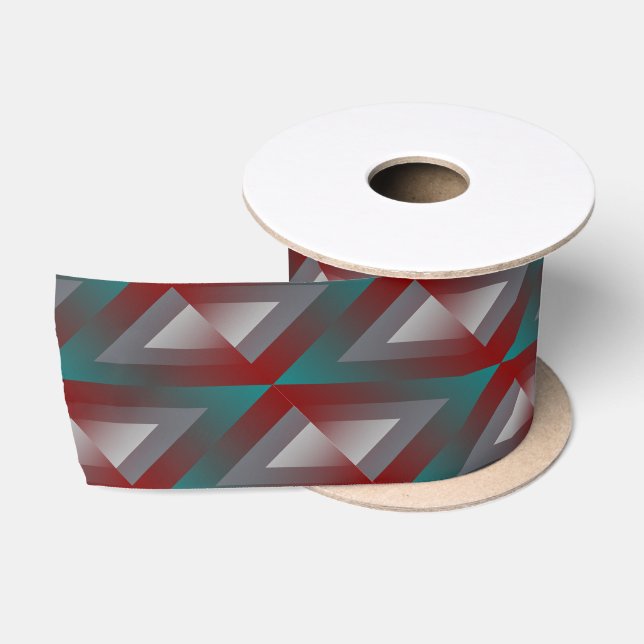 teal burgundy grey triangle satin ribbon (Spool)