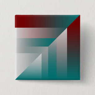 teal burgundy grey triangles 15 cm square badge