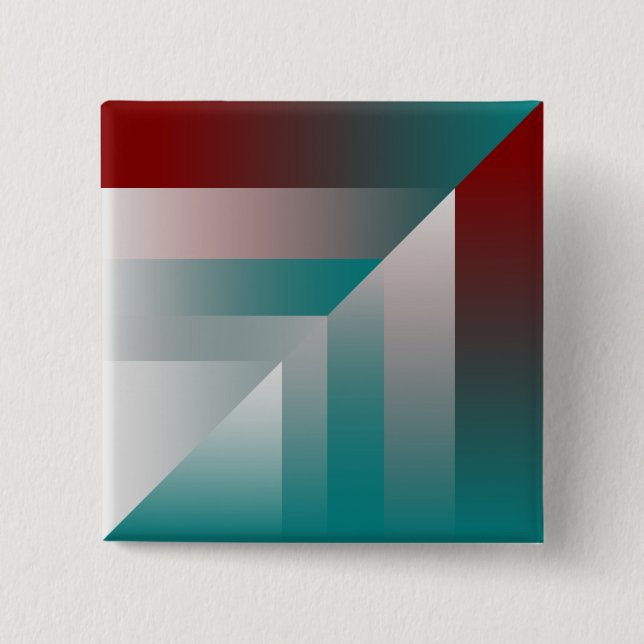 teal burgundy grey triangles 15 cm square badge (Front)