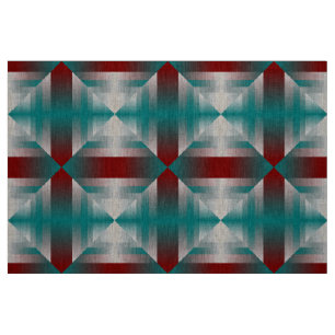 teal burgundy grey triangles fabric