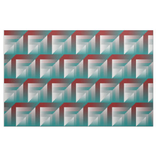 teal burgundy grey triangles fabric