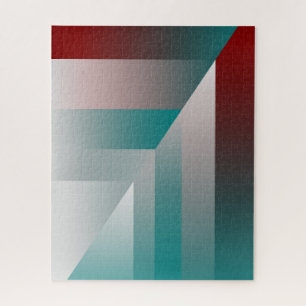 teal burgundy grey triangles jigsaw puzzle