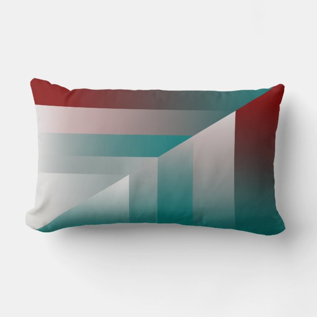teal burgundy grey triangles lumbar cushion (Front)