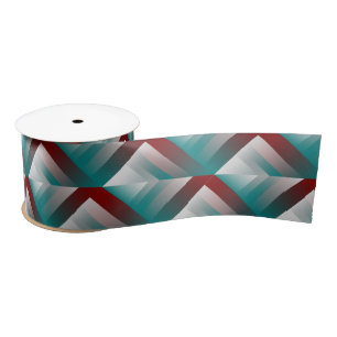 teal burgundy grey triangles satin ribbon