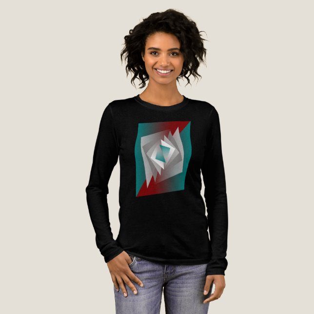 Teal Burgundy Grey Triangles Tri-Blend Shirt (Full Front)