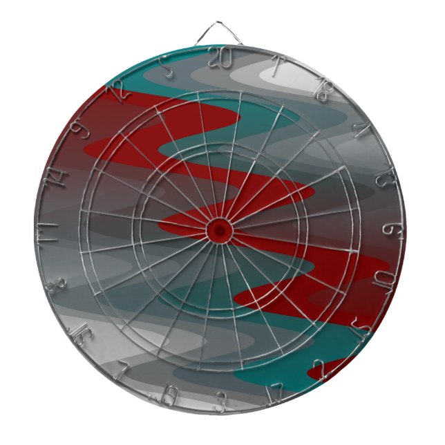 teal burgundy grey waves dartboard (Front)