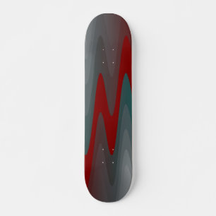 teal burgundy grey waves skateboard