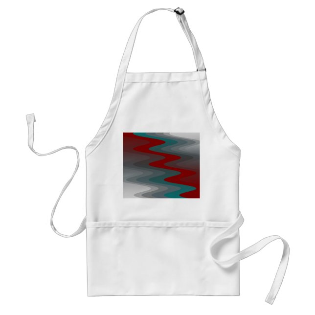 teal burgundy grey waves standard apron (Front)